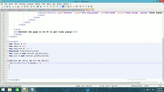 JavaScript Timer PopUpProgram to show PopUp on specific time 