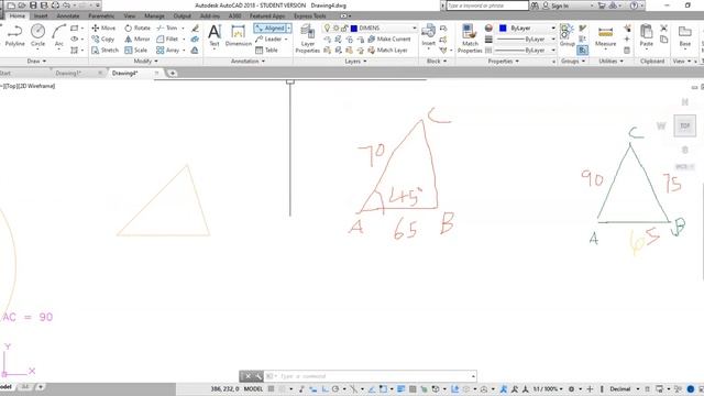 How to draw a triangle in AutoCAD, when given: base, Base angle & Altitude. смотреть онлайн