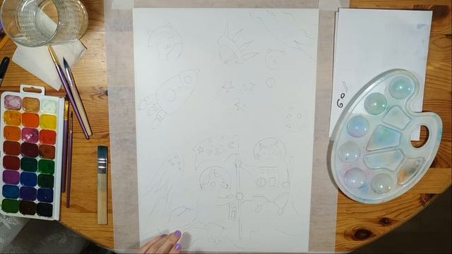 Космические коты! Нарисуем инопланетных котиков! Рисование для детей. смотреть онлайн