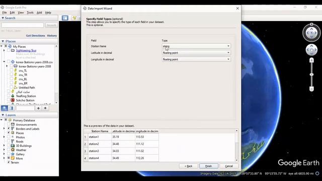 Import points by Coordinates Latitude Longitude in Google Earth by csv or text file смотреть онлайн