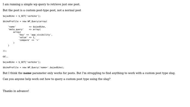 Wordpress: WP query by custom post type slug/name смотреть онлайн