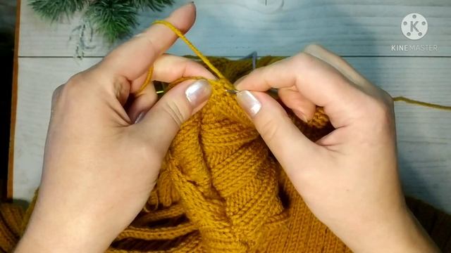 Свитер с рельефным узором. Горловина. Готовое изделие. смотреть онлайн