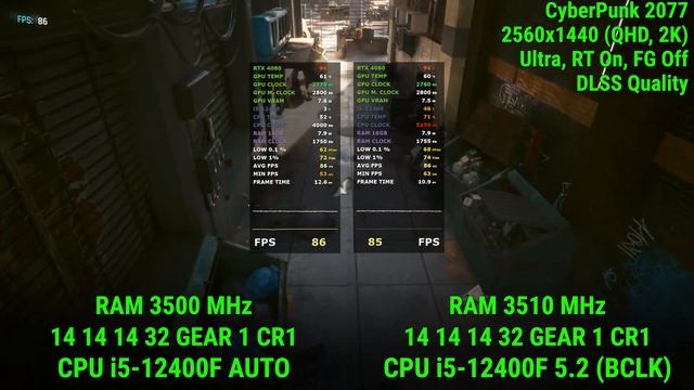 I5 12400f Vs I5 12400f OC 5.2 BCLK - OVERCLOKING . Test In Games ( RTX 4080 )