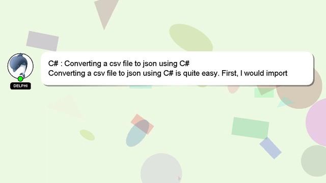 C# : Converting a csv file to json using C# смотреть онлайн