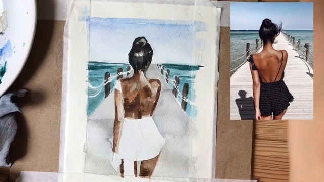 Как нарисовать девушку на пляже. Рисуем пляж и девушку смотреть онлайн
