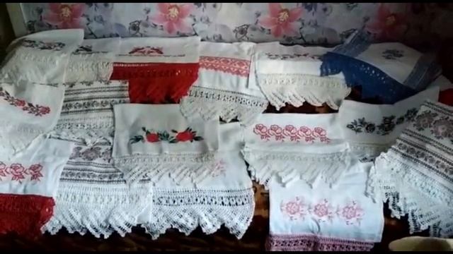 Вышитые рушники с ажурной каймой связанной крючком. Идеи моей мамы. смотреть онлайн