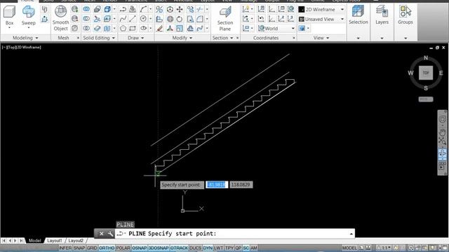 Straight stairs in 3D (By Tony Kfoury) in AutoCad 2013 смотреть онлайн