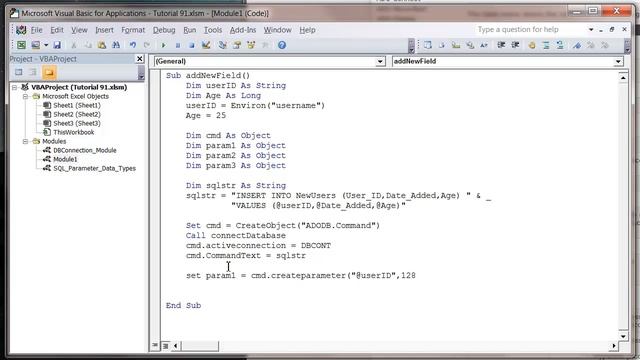 Excel 2010 VBA Tutorial 92 - ADODB - SQL Multiple Parameters and Data Types смотреть онлайн