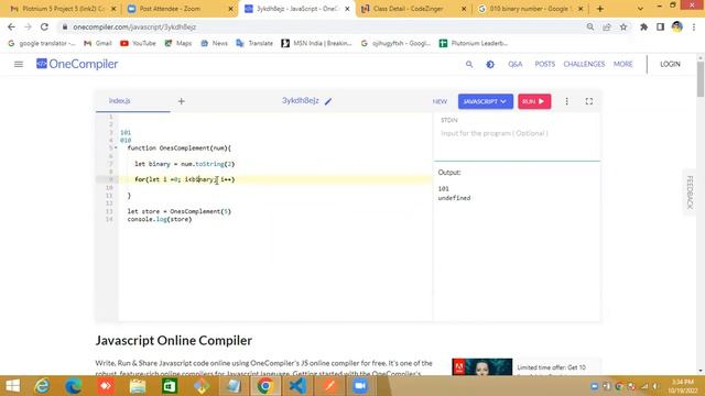 one's complement, complete explanation with code #java script #dsa #trennding смотреть онлайн
