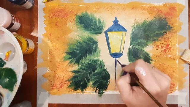 Как нарисовать новогодний фонарь гуашью. Мастер класс, рисуем новогодний пейзаж поэтапно. смотреть онлайн