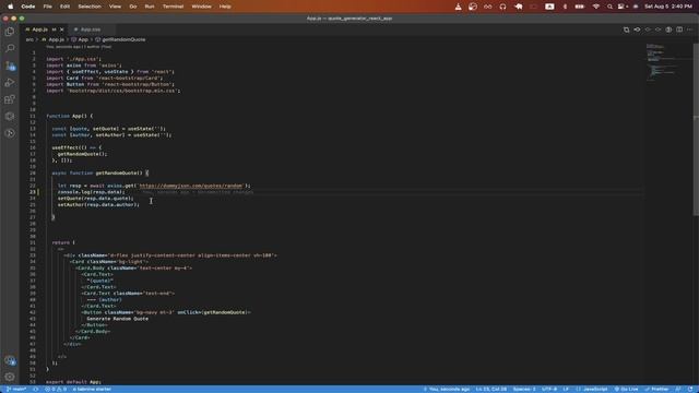 Random Quote Generator React Project Tutorial смотреть онлайн