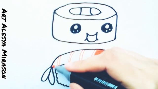 Как нарисовать суши/роллы просто и быстро) смотреть онлайн