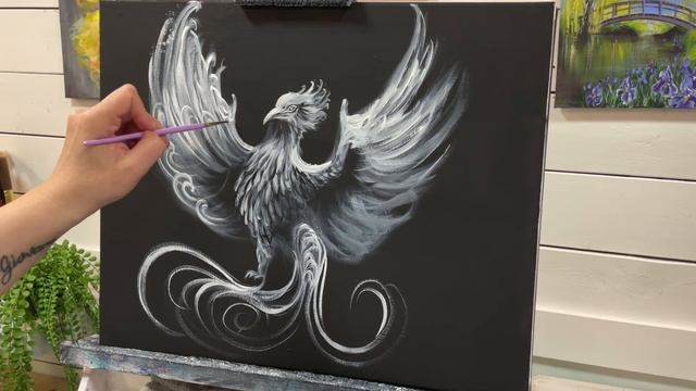 How To Paint “Rising Phoenix” acrylic tutorial смотреть онлайн