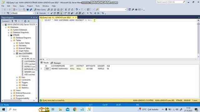 1-NULL OLAN SATIRLARI SİLME-SQL DERSLERİ -1 SORU 1 CEVAP смотреть онлайн