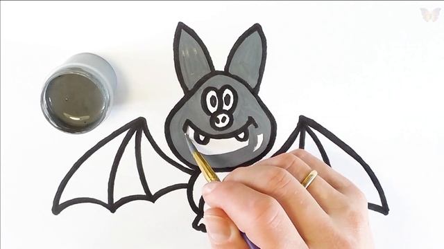 Как нарисовать ЛЕТУЧУЮ МЫШЬ / мультик раскраска Хэллоуин ЛЕТУЧАЯ МЫШЬ для детей / Раскраски малышам смотреть онлайн