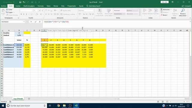 Elecciones y reparto de escaños: la Ley d'Hondt en Excel смотреть онлайн