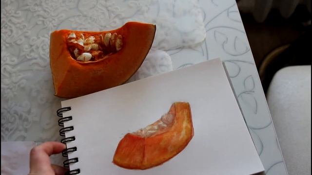 Урок рисования - Тыква акварелью с натуры смотреть онлайн