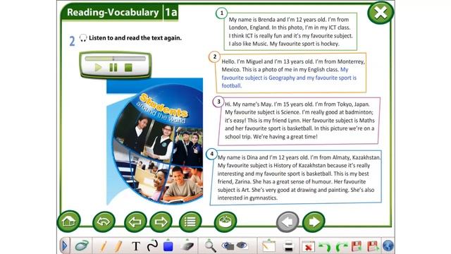 Excel 6 M 1 ex 2 p 6 Students around the world listen and read смотреть онлайн
