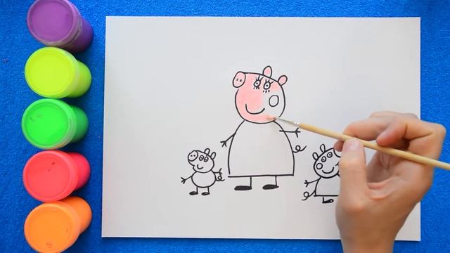 Рисуем свинку Пеппу. Рисовние для детей. Учим цвета. смотреть онлайн