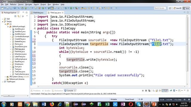 65 Java | How to copy contents of a file into another using java program | by Sanjay Gupta смотреть онлайн