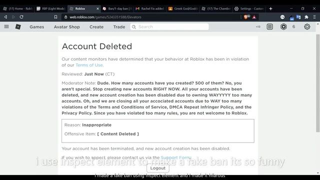 making a fake roblox ban, from pastebin lol смотреть онлайн