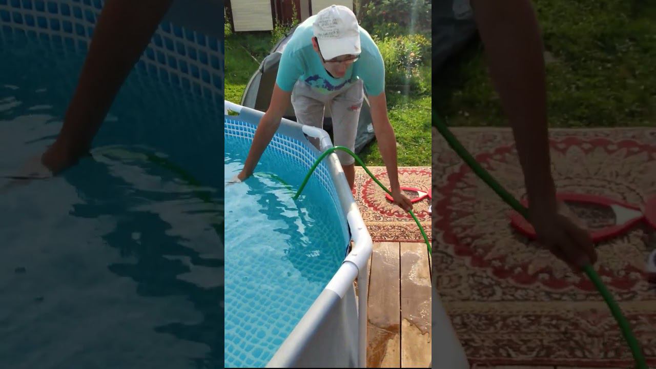 Как быстро почистить бассейн Лайфхак чистка бассейна шлангом, пылесос для бассейна своими руками смотреть онлайн