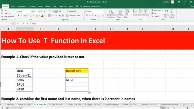 How to get only Text value from a cell in Excel | How To Use T Function In Excel | #TFunctioninExce смотреть онлайн