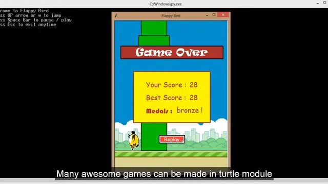 Flappy Bird Classic | Python Turtle Graphics смотреть онлайн
