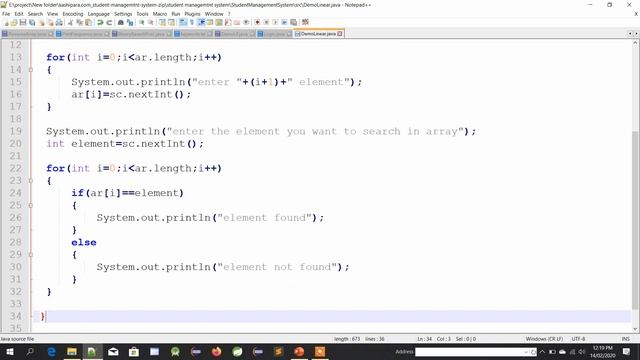 Linear Search Program in Java смотреть онлайн