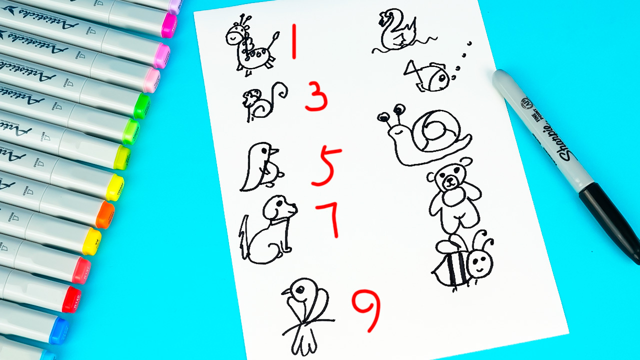 10 Лайфхаков, как нарисовать легкие и простые рисунки из цифр #1 смотреть онлайн