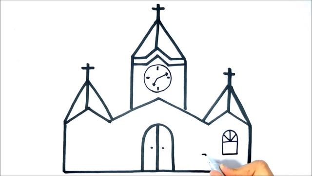 HOW TO DRAW A CHURCH EASY STEP BY STEP