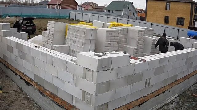 Кладка газоблока в TimeLaps (aerated concrete blocks timelapse) смотреть онлайн