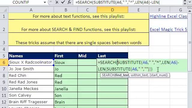 Excel Magic Trick 562: Extract Names - Some Names In List Have Middle Name Some Do Not смотреть онлайн