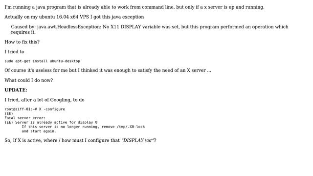 Ubuntu: How to run a Java awt Hedless program in a server environment? смотреть онлайн