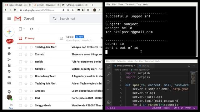 Email spamming tool in Python3 | Code in description смотреть онлайн