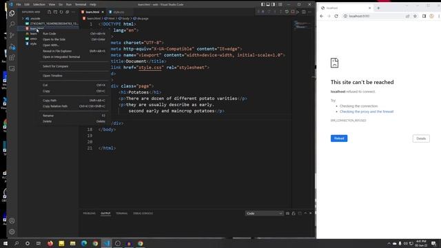 localhost refused to connect error fixed! HTML CSS not run in VS code solve just in 2 seconds. смотреть онлайн