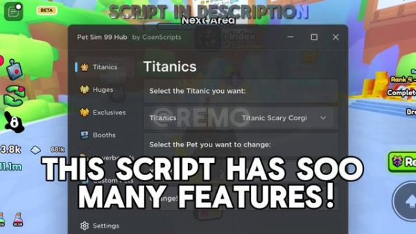 PET SIMULATOR 99 PET CHANGER VISUAL SCRIPT FREE NO KEY👽🔥