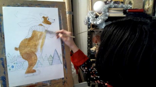 Рисуем медведя на коньках, 2 часть смотреть онлайн
