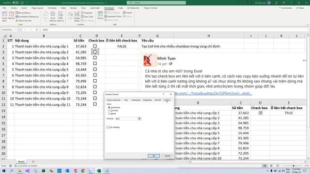 [VBA Excel Ứng Dụng] - Cell Link hàng loạt Checkbox (Form Control) смотреть онлайн