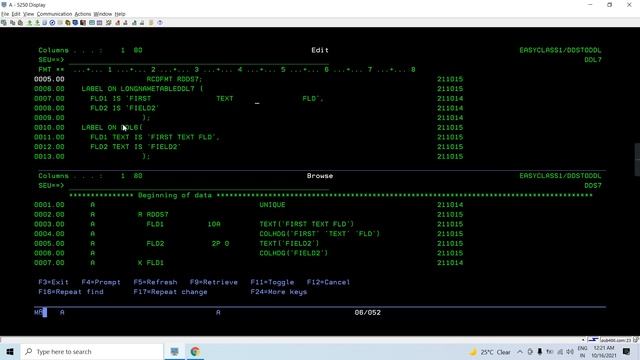 Table Long Name, Column Long Name, RCDFMT, RENAME TO SYSTEM NAME in DDL in IBM iAS400 смотреть онлайн