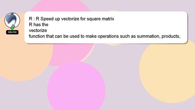 R : R Speed up vectorize for square matrix смотреть онлайн
