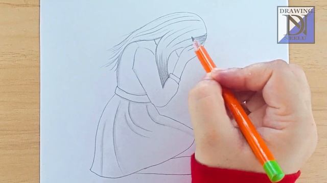 Easy way to draw heart broken sad girl | step by step beginner drawing | pencil drawing tutorial смотреть онлайн
