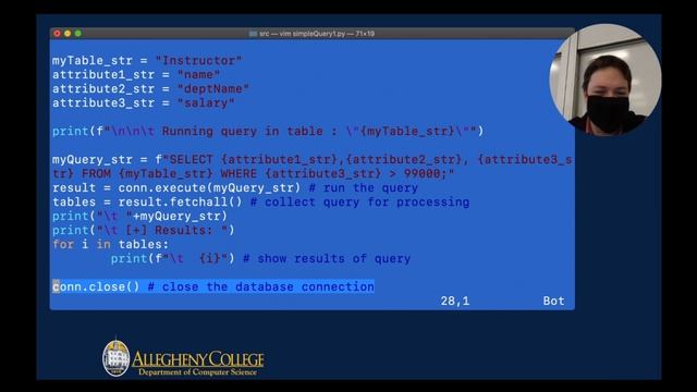 Python and SQL, 5Oct2020, Database Systems (CS312Fall2020) смотреть онлайн