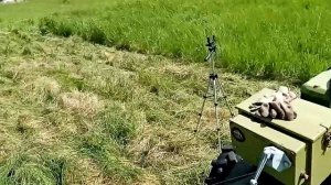 Роторная косилка на тяжелом мотоблоке.