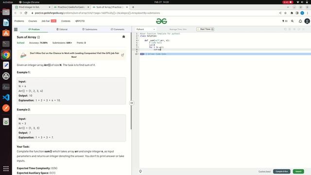 Sum of Array | Python | Practice Problem | Array School | #7 смотреть онлайн