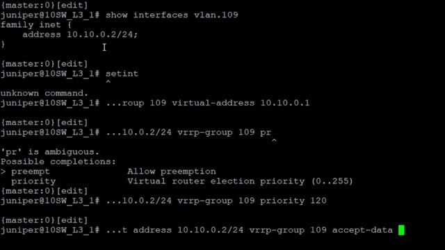 Juniper 14 Настройка VRRP, track смотреть онлайн