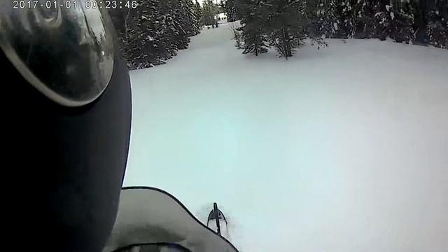 in the deep snow whit a snowmobile Bearcat 660 смотреть онлайн