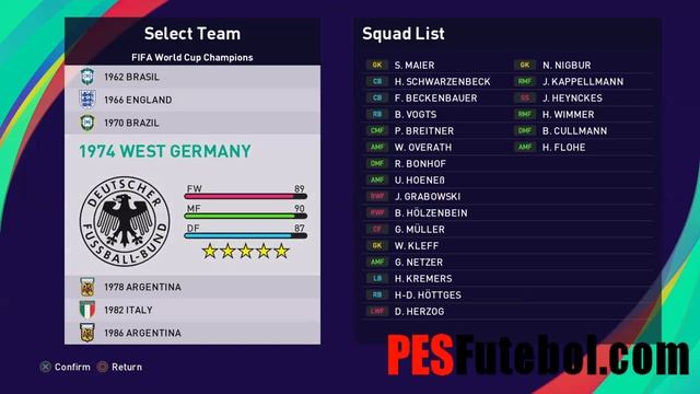 PES 2021 FIFA World Cup Champions 1930 - 2014 Option File смотреть онлайн