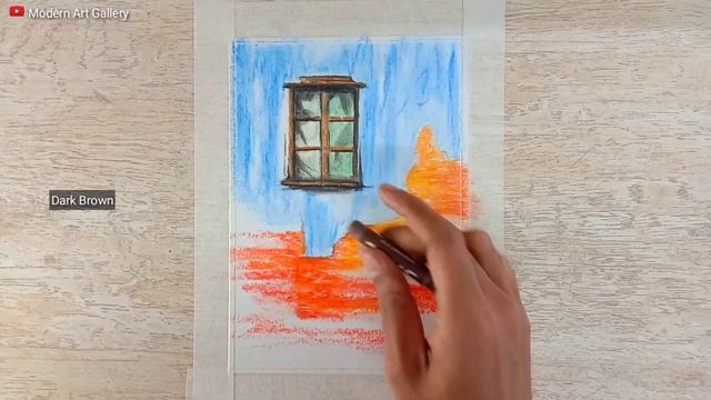 Crack Wall Window Painting | Easy Oil Pastel Drawing for Beginners - step by step | Satisfying |#21 смотреть онлайн