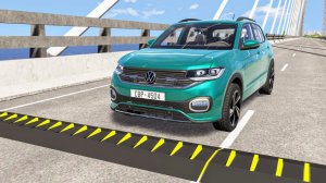 Массовые автокатастрофы с нагромождением полос с шипами #82 – BeamNG Drive